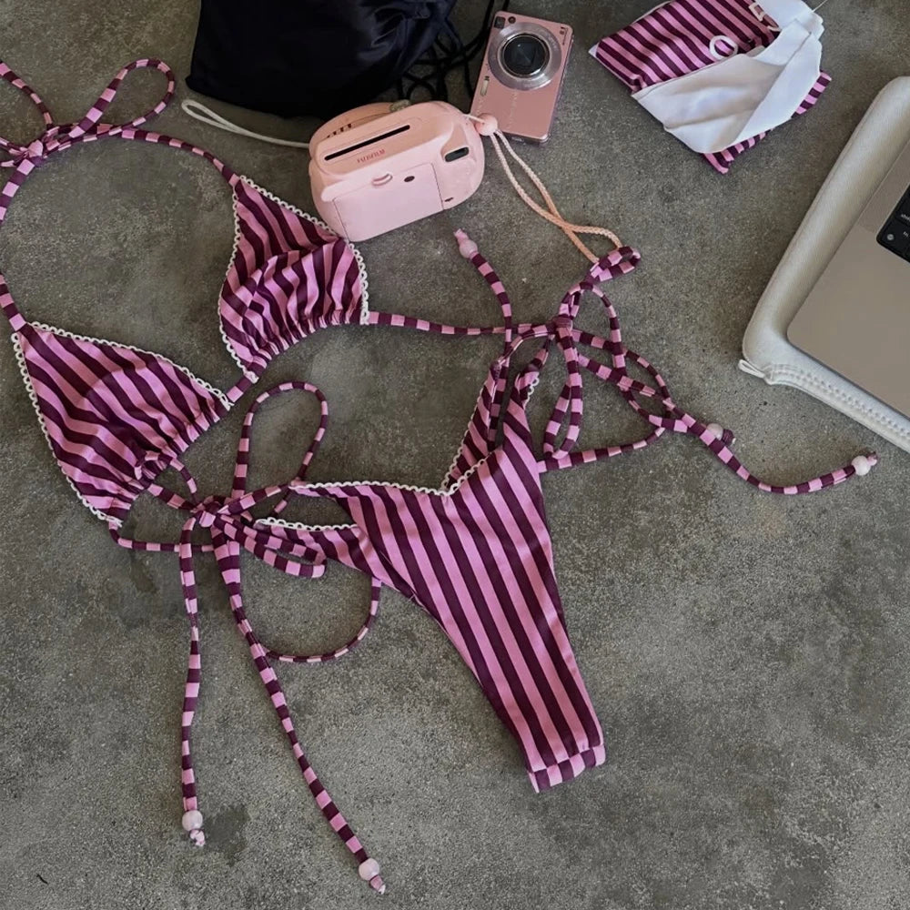 Micro Bikini Push Up Women Swimsuits 2025 Sexy Female Swimwear Brazilian Bikini Set Thong Biquini Swim Suits Print Beachwear