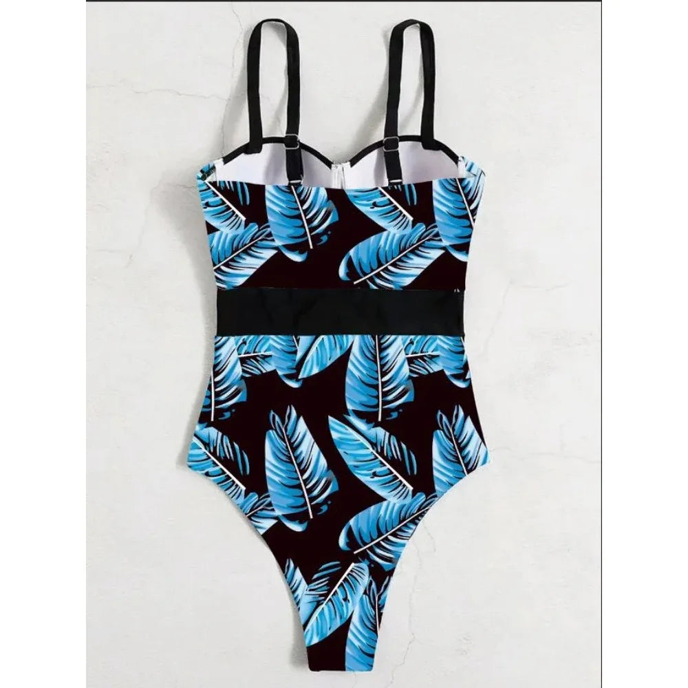Print Push Up Swimsuit One Piece Swimwear Women High Waisted Swimming Suit Brazilian Monokini Bodysuit Beach Wear Bathing Suit