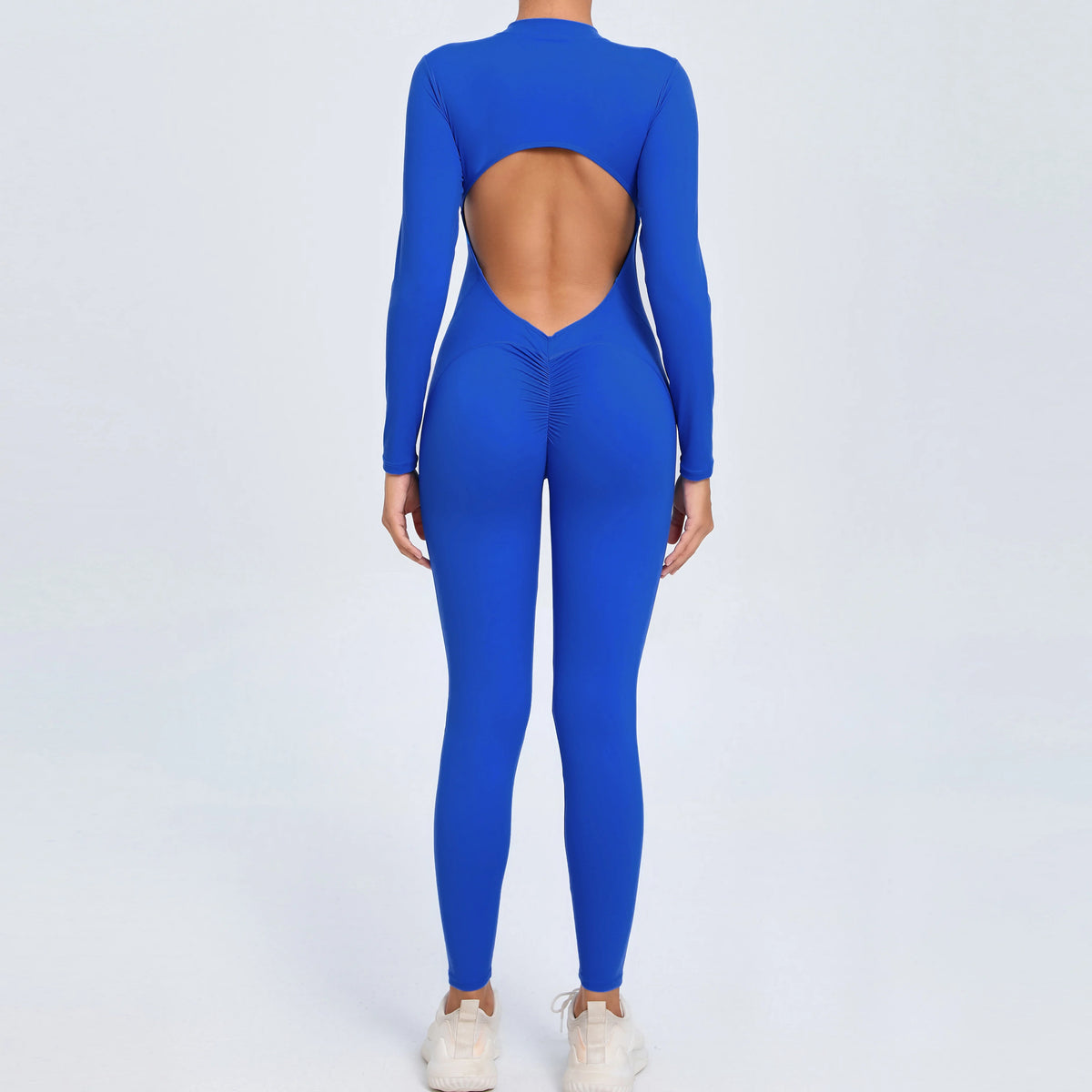 Women Sportwear Yoga Jumpsuit Zip Long Sleeve Back Open Outfit Fitness Tracksuit Tight One-piece Gym Overalls Sports Bodysuit