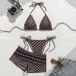 White Dot Print Micro Thong 3 Piece Bikinis Sets Bottoms Shorts Swimwear Sexy Swimsuit Woman 2026 Halter String Triangle Bikini
