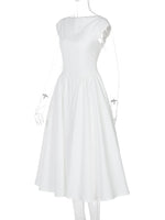FDYOUI Elegant Sleeveless Backless A-line Party Dress for Woman 2026 Summer Tunics High Waist Solid Wedding Evening Prom Dresses