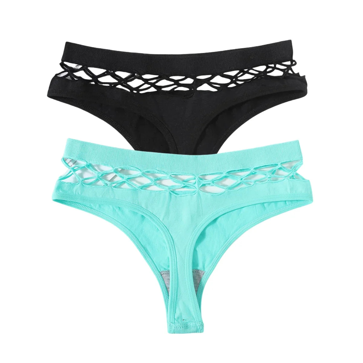 2Pcs/Set Seamless Thongs Panties Women High Rise Underwear Sexy Lingerie Bottoms Female Underpants Hollow G-String Pantys M-L