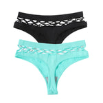2Pcs/Set Seamless Thongs Panties Women High Rise Underwear Sexy Lingerie Bottoms Female Underpants Hollow G-String Pantys M-L