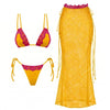 New 3Pcs Crochet Bikini Women Swimsuit Sexy Swimwear Halter Biquini Push Up Swim Suit Strappy Bodysuit Female Bathsuit Beachwear