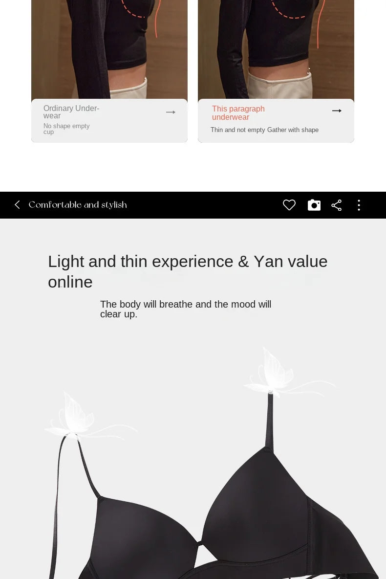 MOYISU Desire Triangle Cup Women Summer Thin Small Chest Gathered To Show A Large Pair of Breast Anti-sag No Underwire Bra Women