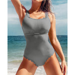 S - XXL 11 Colors Ribbed Frilled Women Swimwear One Piece Swimsuit Female Backless High Leg Cut Bather Bathing Suit Swim K7097