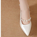 Women's Sandals Cover Toe Chunky Heel Office Lady Sandals Fashion French Butterfly Knot Beads Women Shoes