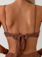 Sexy Coffee Bikini 2026 Women Front Tie Push Up Underwire Swimsuit Brazilian Cut Out Beach Bathing Suit Tie Side Thong Swimwear
