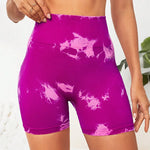 Tie Dye Yoga Shorts Marble Gym Shorts Women Push Up Sports Shorts Women Fitness Tights Breathable High Waist Booty Shorts