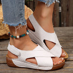 Print White Wedges Sandals Women 2026 Summer Lightweight Open Toe Platform Sandles Woman Plus Size Thick Sole Casual Sandalias