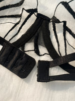 Black Leaf Embroidery Sheer Mesh Lingerie Set Underwire Bra & Adjustable Thong Women Sexy Underwear ZA824058