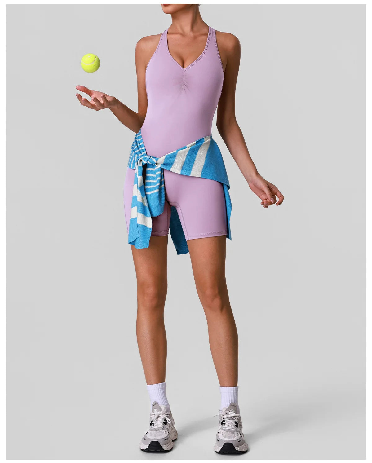 Cross Back V-neck Short Yoga Jumpsuit Women Quick Drying Solid Sleeveless Sports One Piece Suit Outdoor Recreation Bodysuits