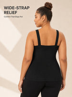 Women's Plus Size Wireless Seamless Bra Tank Top with Removable Pads Wide Straps Ribbed Breathable Thermal Warm Vest for Sports