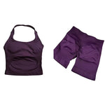 Yoga Sets Women Gym Clothes Longline Strappy Top High Waist Shorts Activewear 2 Piece Set Fitness Suit Running Workout Suits