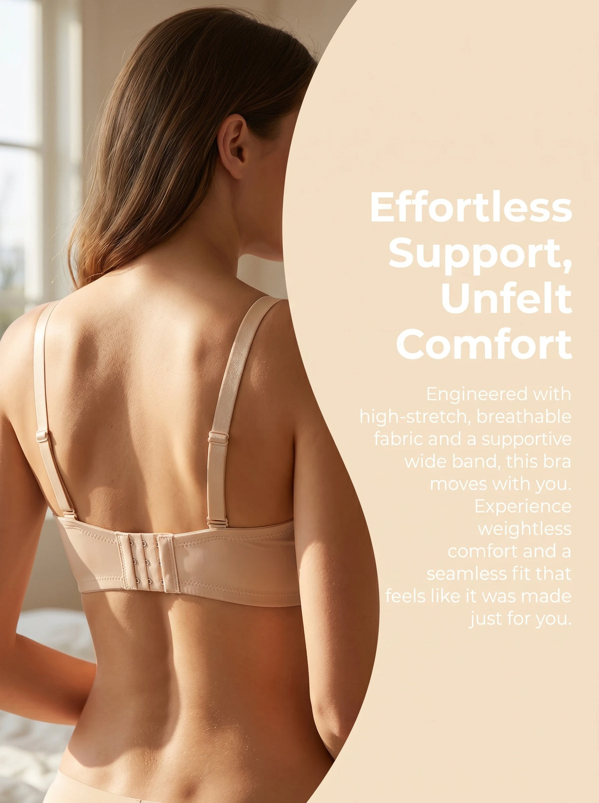 Women Nude Bra Set Invisible Underwire 3/4 Cup Sexy Lace 2 Piece Lingerie Bra and Panties B2807
