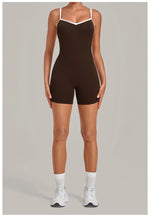 Women's Seamless Yoga Jumpsuits Fitness Sports Gym Hip-lifting Sleeveless One-piece Backless Workout Training Shorts Jumpsuit