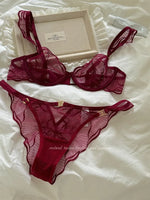 Summer French Flower Embroidery Bralette Beachwear Pure Desire Ultra Thin Light Support Wirefree Romantic Niche Set AU MOYISU