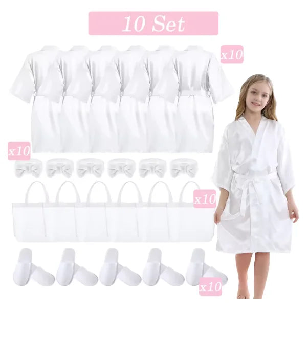 6-15 Set Muti Colors Spa Party Robe for Girls Kids Birthday Party Supplies Favors Spa Day Robes Gowns Sleepover Pyjama Party