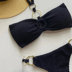 Sexy 3 pieces Bandeau Bikini 2024 Women Swimsuit Female Swimwear Thong Bikinis Set Brazilian Beach Wear Bathing Suit Biquini