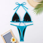 New Micro Bikini Set for Woman Chain Link Swimsuit Sexy Backless Neck Lace-up Bathing Suit Beachwear Female Push Up Swimwear