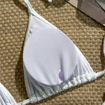 Pink Flower Emboss Solid Swimwears Halter String Triangle Bikini Micro Thong Sexy Swimsuit Women 2026 Bathing Suit Bikinis Sets
