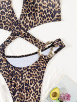 Shiny Blue Snakeskin Print One Piece Swimsuit Women 2026 Sexy Hollow Out Backless Metal Cross Bathing Suit Swimwear Monokini