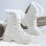 Winter Snow BootsWomen Waterproof Non-Slip Warm Northeast-Style Large Cotton Shoes, Ski , Fleece-Lined,High-Top Cotton Boots