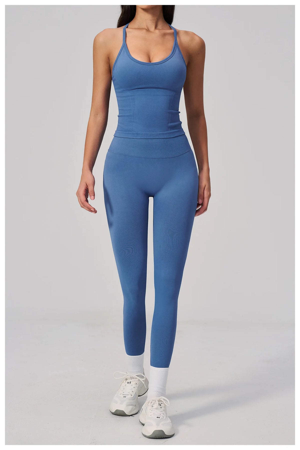 Summer Seamless Yoga Sets Women Outdoor Slimming Sports Tank Top High Waist Hip Lifting Leggings Gym Fitness Suits Tracksuit