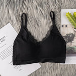 Women's Lace V Neck Rib Camisole Tube Top Bralette Criss Cross Back Removable Foam Pads Wireless Thin Straps Tube Bra