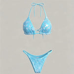 S - XL Three-pieces Bikini set With Skirt Flowers Sequins Bikini Female Swimsuit Women Swimwear Bather Bathing Suit Swim V7864