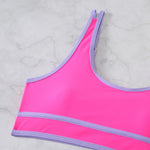 Women's High Waisted Bikini Sets 2026 Sporty Two Piece Swimsuits Color Block Cheeky High Cut Bathing Suits Summer Biquini Black