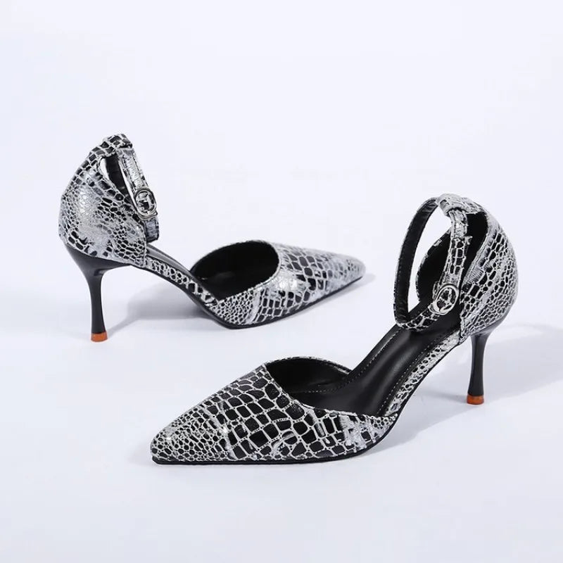 Fashion Women Sandals New Summer Crystal Buckle Pointy Toe High Heels Sexy Party Hollow Stiletto Female Shoes