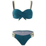 New S - XL Bra Bikini Push Up Swimsuit Female Swimwear Women Two-Pieces Bikini Set With Cup Bather Bathing Suit Swim Lady V2310