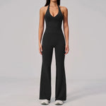 V-neck Yoga Sets Women Seamless Slimming Sports Tank Top High Waist Wide Leg Pants Fitness Suit Outwear Gym Running Tracksuit