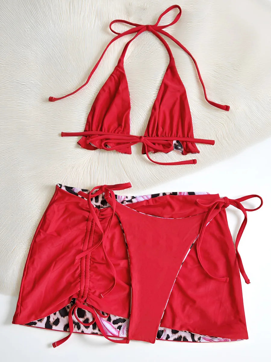 XS - L Two-side Wearable Reverside Bikini Women Swimwear Female Swimsuit Three-pieces Bikini Set Bathing Suit Swim Beachwear