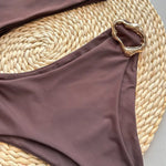 Asymmetric One Shoulder Metal Ring Women Swimwear One Piece Swimsuit Female High Cut Monokini Bather Bathing Suit Swim Beachwear