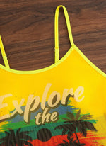 Summer Swimwear for Women Tankini Sets Swimsuit Vintage Padded Mesh Bathing Suit Print Beachwear Female Women's Swim Wear 2025