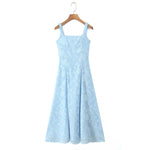 French Style Square-neck Strapless Long Dress With A Large Hem Designed With Cut-out Details Slim Fit Waist-cinching Casual 515K