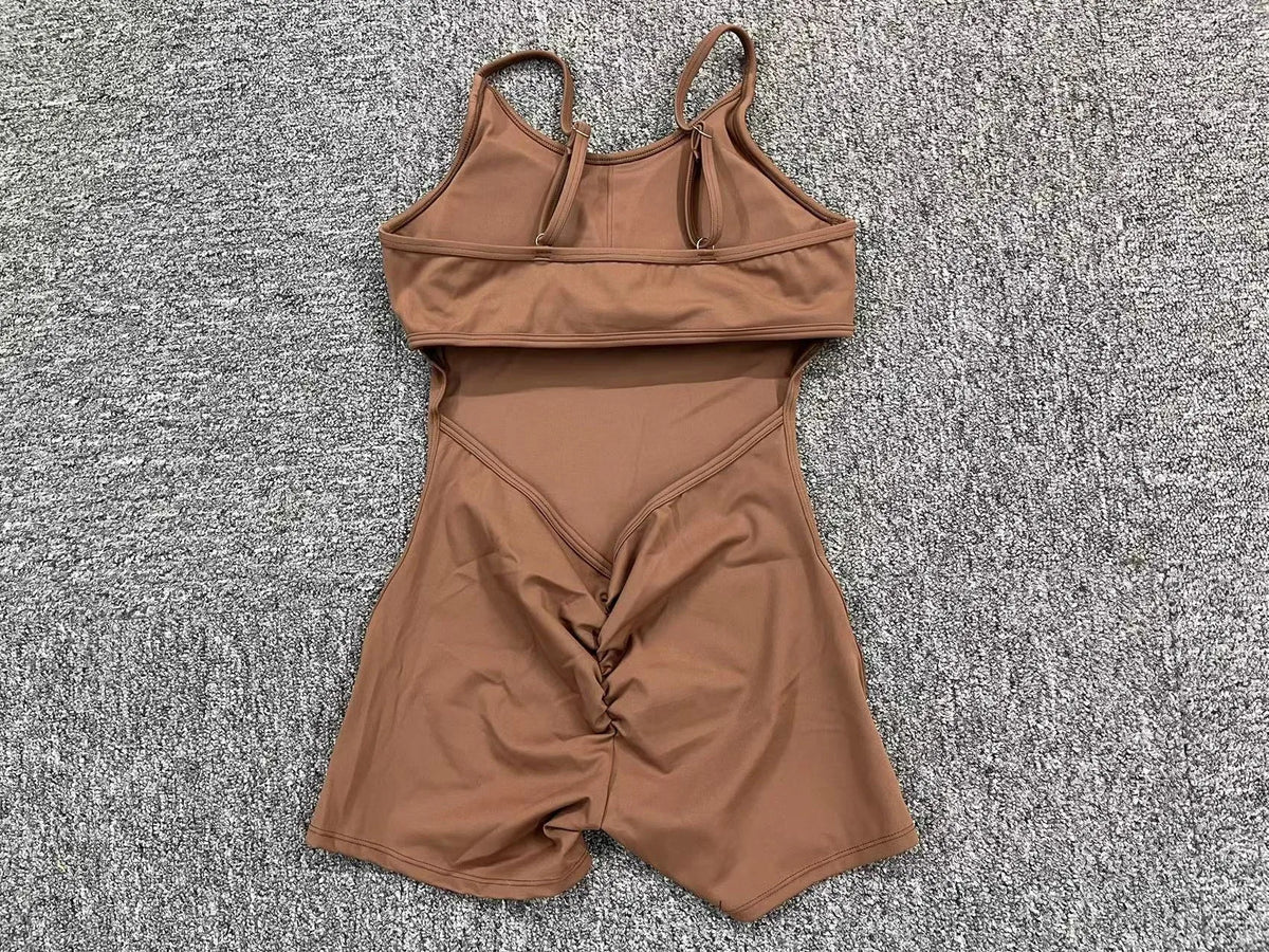 Yoga Jumpsuit Seamless Sports Jumpsuit Set Woman Gym Short Sets Backless Fitness Suit Elastic Workout Clothes for Women Bodysuit