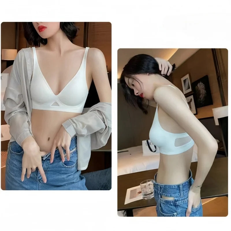 4Pcs/Set Seamless Bras For Women Non-wire Bra Push Up Deep V Underwear Female Invisible Padded Brasiere Sexy Lingerie