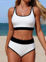 2026Sporty High Waist Bikinis Hollow Swimsuit Women Solid Padded Swimwear Female Bathers Bathing Swimming Swim Suit Beachwear