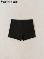 XS - L Bow Mini Shorts Ribbed Bikini Bottom Swim Brief Women Swimwear Female Bather Brazilian Tanga Panties Underwear V6538