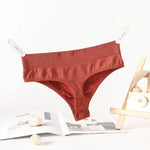Breathable Cotton Lady thong Solid Color Women's T-back Sexy Elastic waistband T-Pants Seamless G-String Cotton Crotch Knickers