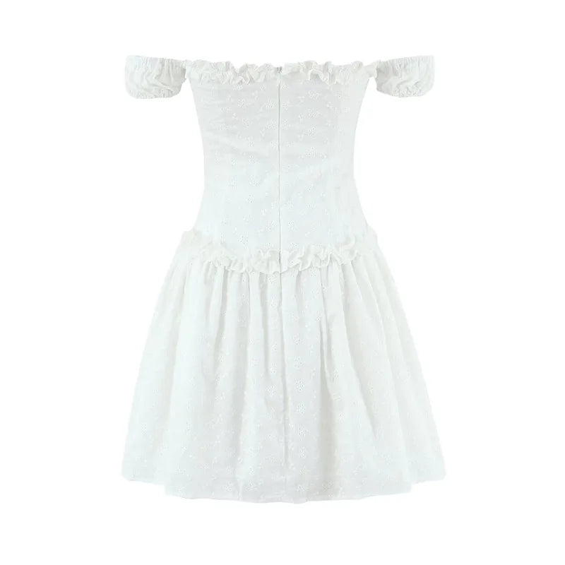 Summer 2026 Sexy Strapless Dress For Women Waist-cinching With Ruffled Trim And Embroidery Mini Skirt Pure Desire Beautiful T0DT