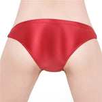 See Through Low Waist Briefs Silky Shiny Satin Panties Sexy Underwear Erotic Lingerie Women's Ultra-Thin Oily Glossy Underpants