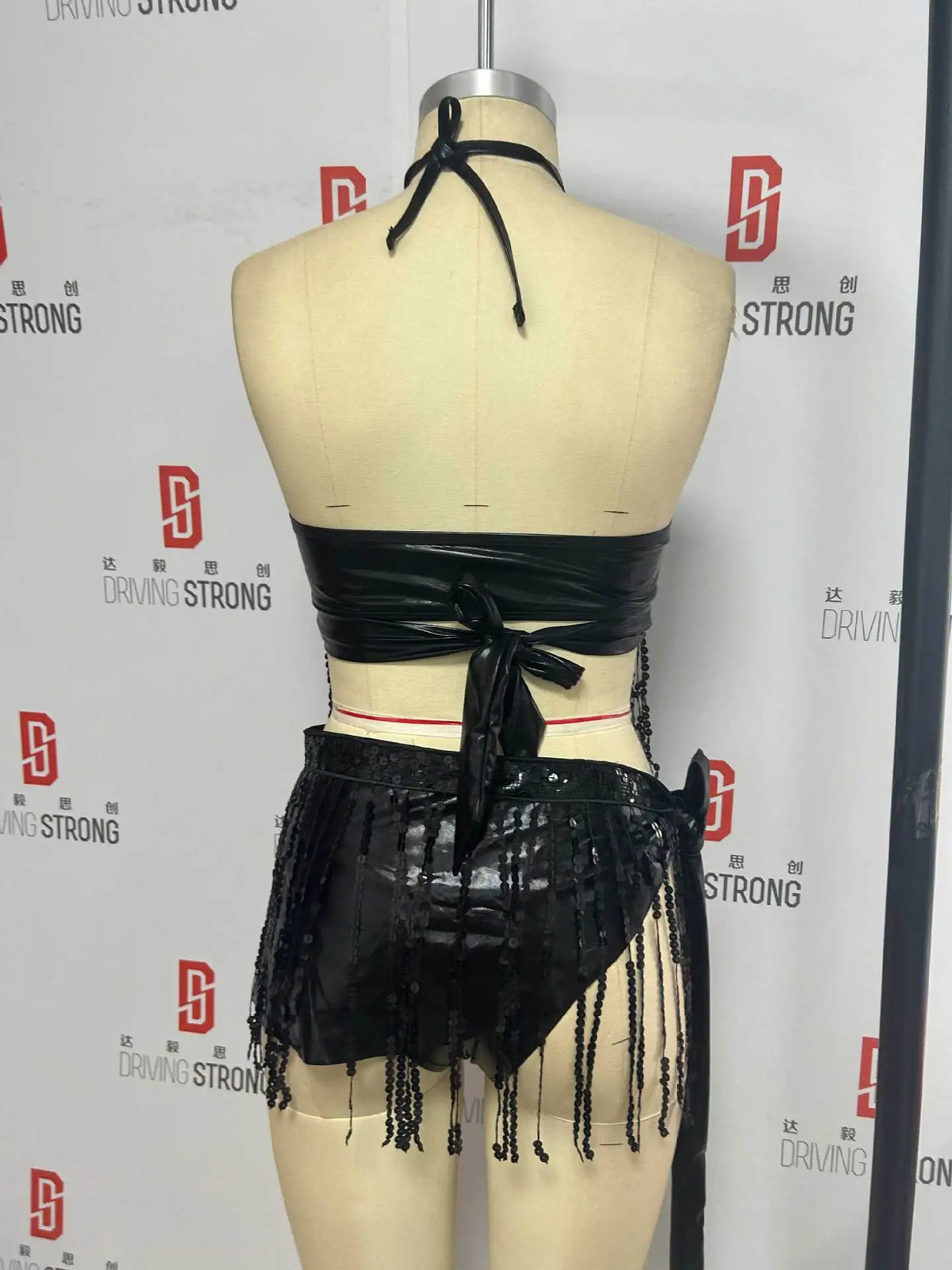 DEKABrazilian Silver Sequin Tassel Bikini Set Women's Halter Fringes Bra Shorts Nightclub Swimsuit Dance Stage Outfit Swimwear
