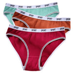 3Pcs/Set Women Low Waist Briefs Letter Waistband Casual Sport Style Panties Rib Knit Cotton Stretch Underwear Ladies Underpants