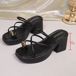 Fashion Clip Toe Chunky Heel Sandals Women 2026 Summer Platform High Heels Slippers Woman Plus Size 42 Cross Strap Sandles Mujer