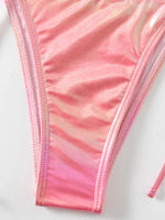 Sexy Shiny Pu Faux Leather Bikini 2025 Women Swimwear Female Swimsuit Two-pieces Bikini set String Bather Bathing Suit Swim Lady