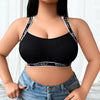 1pcs Black Plus Size 1XL-4XL Sexy Women Bras Letter Decor Seamless No Pad 3/4 Cup Athletic Brassiere Comfortable Sexy Lingerie